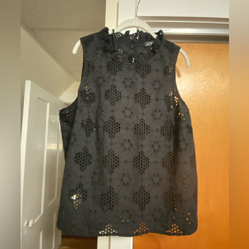 Two beautiful J. Crew floral eyelet sleeveless tops size XL